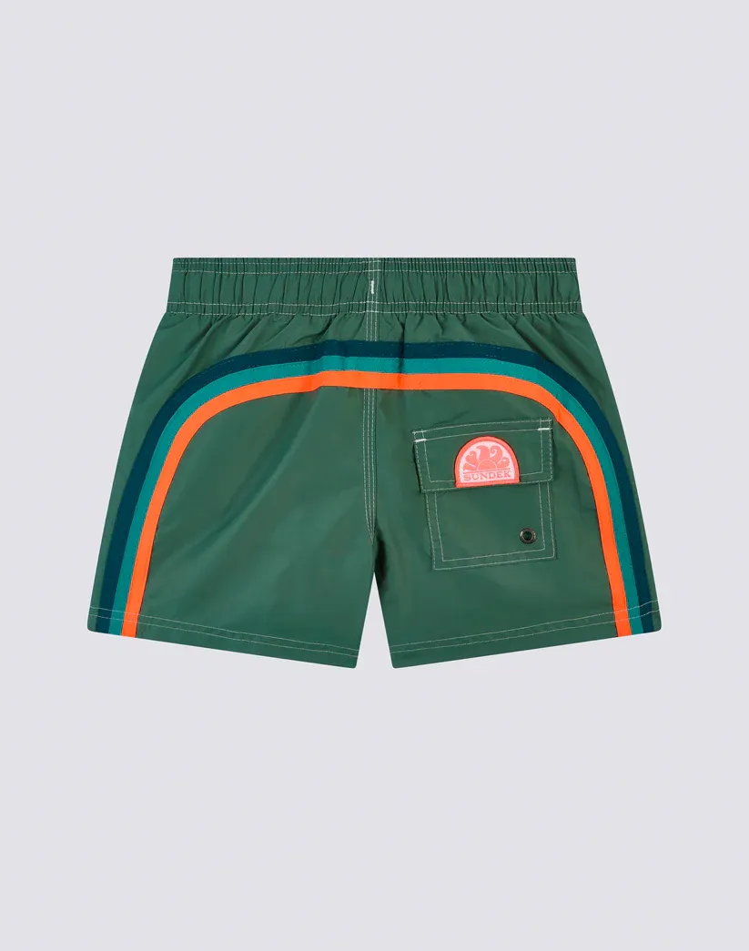 Sundek Boys Camo Green Swimshorts Short Elasticated Waist Iconic Taffeta