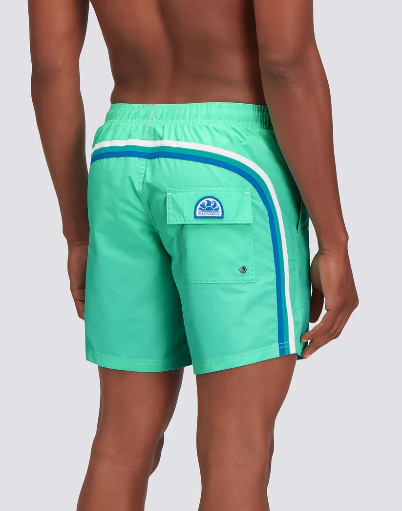 Sundek Men Atoll Iconic Taffeta Mid-Length Elastic Waist Swimsuit