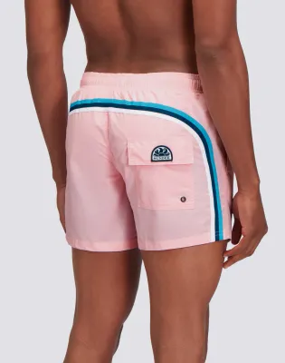 Sundek Men Quartz Pink Iconic Taffeta Short Swim Shorts with an Elasticated Waistband