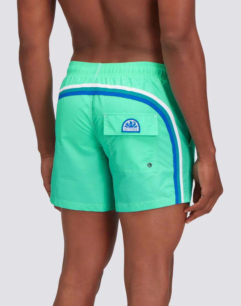 Sundek Men Atoll Iconic Taffeta Short Swim Shorts with an Elasticated Waistband