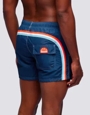 Sundek Men Navy Iconic Taffeta Short Swim Shorts with an Elasticated Waistband