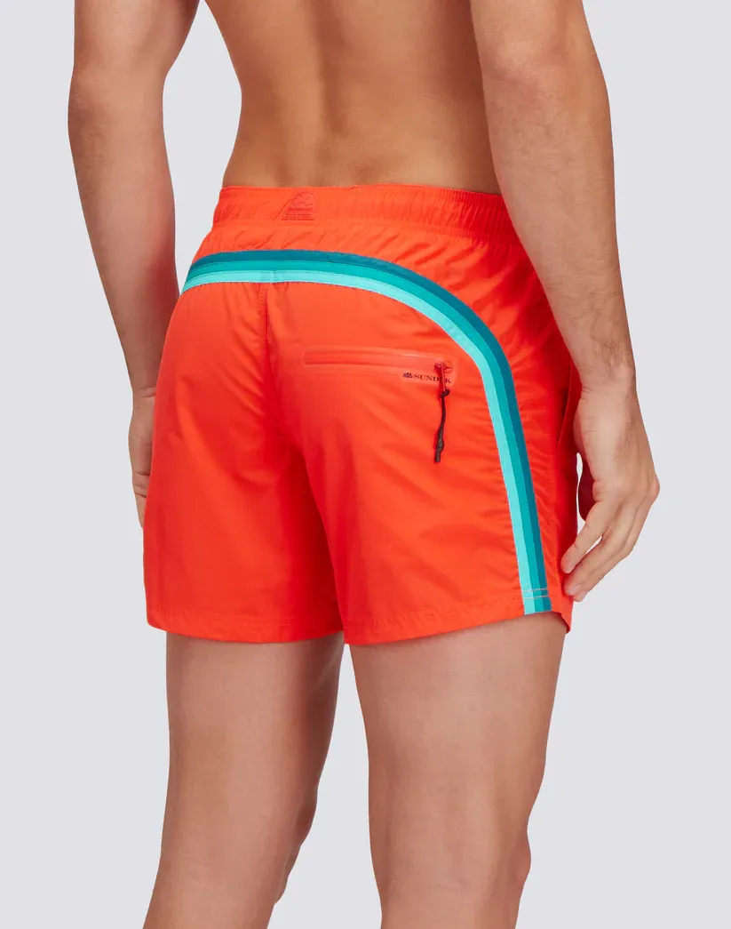 Sundek Men Firebird Memory Stretch Waist Swim Trunks
