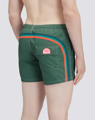 Sundek Men Camo Green Iconic Taffeta Short Swim Shorts with an Elasticated Waistband