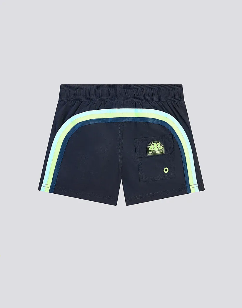 Sundek Boys Dark Navy Swimshorts Short Elasticated Waist Crinkled