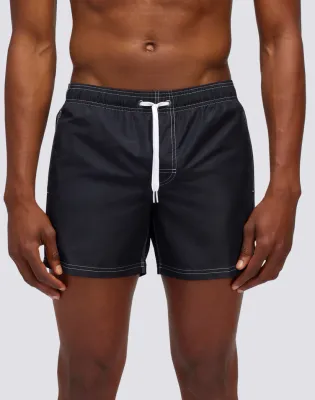 SUNDEK MEN ICONIC TAFFETA SHORT SWIMSHORTS WITH ELASTIC WAIST - BLACK