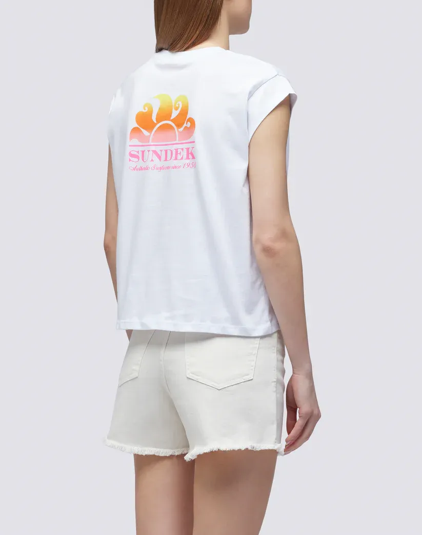 SUNDEK WOMEN T-SHIRT WITH DEGRADÉ PRINT - WHITE