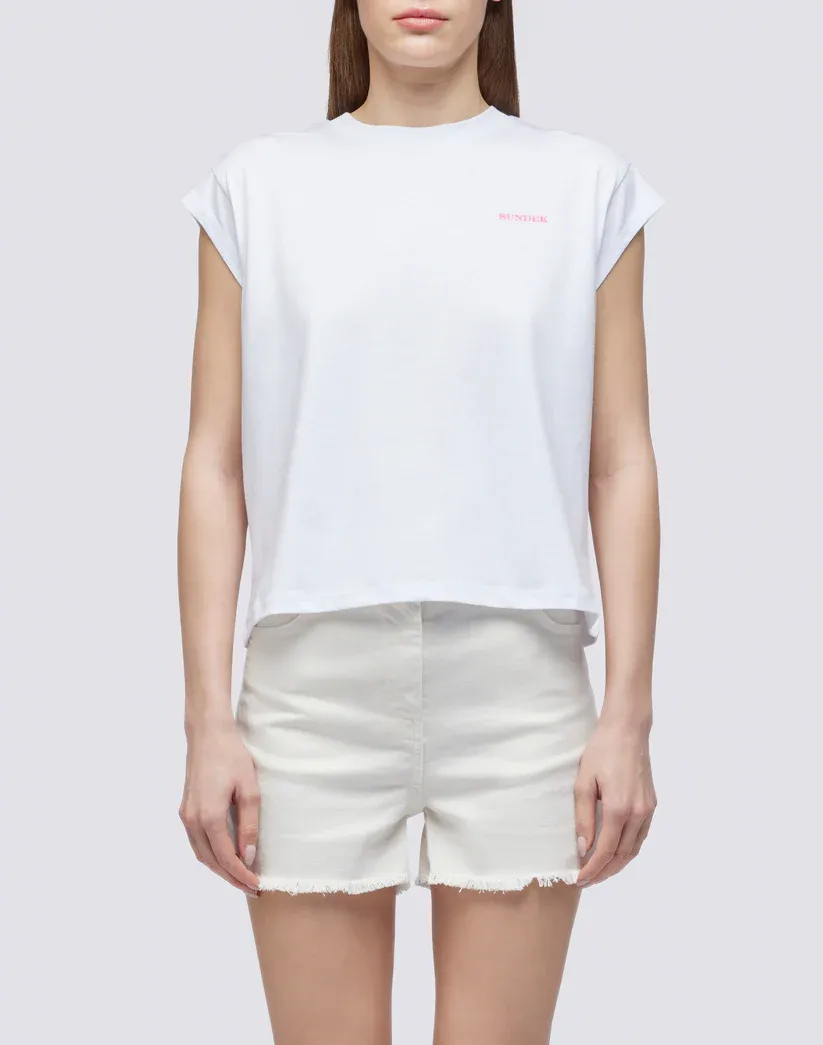 SUNDEK WOMEN T-SHIRT WITH DEGRADÉ PRINT - WHITE