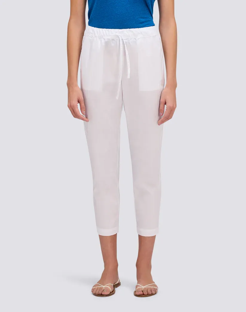 SUNDEK WOMEN WOMEN'S LONG CIGARETTE TROUSERS IN POPLIN COTTON - WHITE