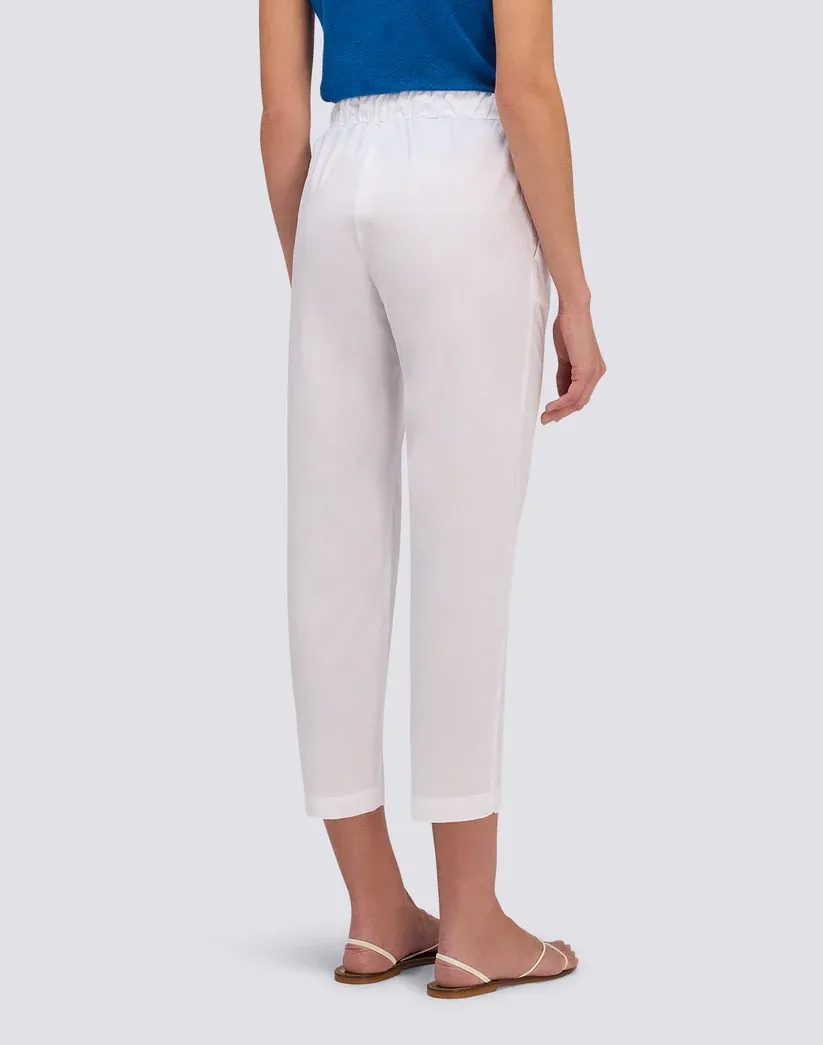 SUNDEK WOMEN WOMEN'S LONG CIGARETTE TROUSERS IN POPLIN COTTON - WHITE