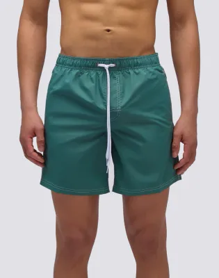 SUNDEK MEN ICONIC TAFFETA MID-LENGTH ELASTIC WAIST SWIMSUIT - CAMO GREEN