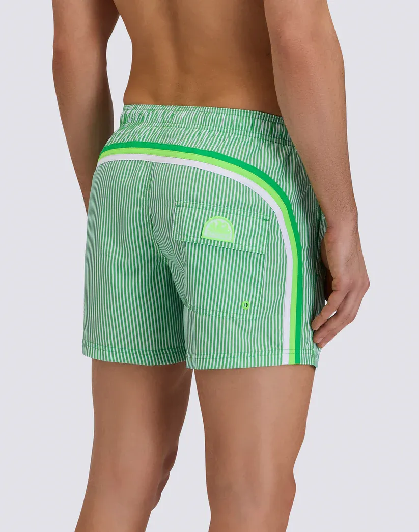 SUNDEK MEN SHORT-LENGTH SWIMWEAR WITH ELASTICATED WAIST REPREVE® RECYCLED POLYESTER WITH JUICY STRIPE PRINT AND FRUIT EMBROIDERY