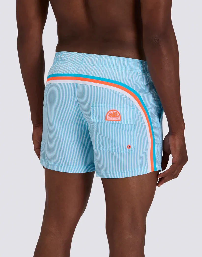 SUNDEK MEN SHORT-LENGTH SWIMWEAR WITH ELASTICATED WAIST REPREVE® RECYCLED POLYESTER WITH JUICY STRIPE PRINT AND FRUIT EMBROIDERY