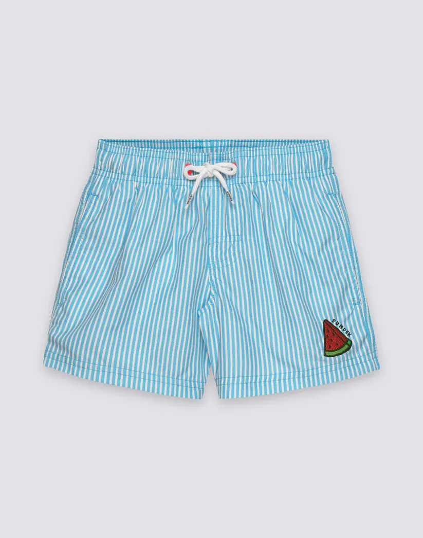 SUNDEK BOYS REPREVE® ELASTIC WAIST SHORT SWIMSUIT WITH JUICY STRIPES PRINT - LUNAR