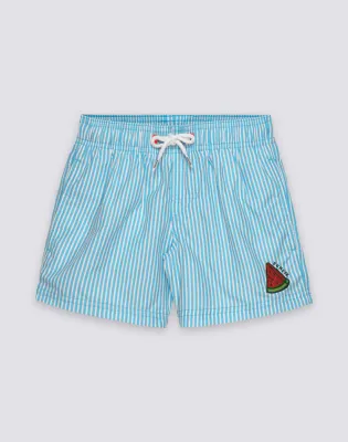 SUNDEK BOYS REPREVE® ELASTIC WAIST SHORT SWIMSUIT WITH JUICY STRIPES PRINT - LUNAR