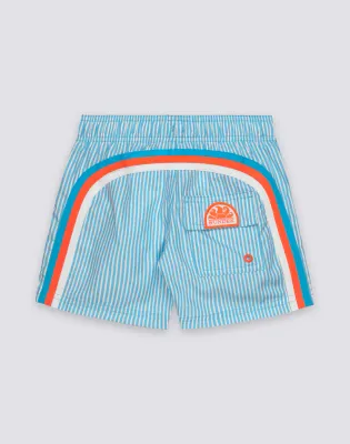 SUNDEK BOYS REPREVE® ELASTIC WAIST SHORT SWIMSUIT WITH JUICY STRIPES PRINT - LUNAR