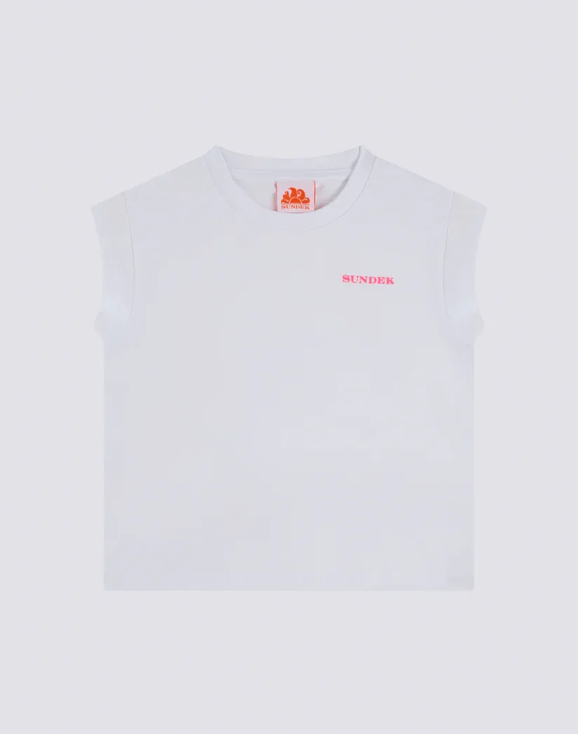 SUNDEK GIRLS T-SHIRT WITH DEGRADE' LOGO - WHITE