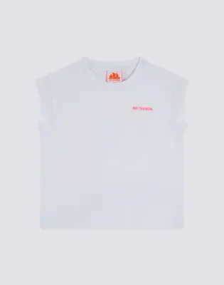 SUNDEK GIRLS T-SHIRT WITH DEGRADE' LOGO - WHITE