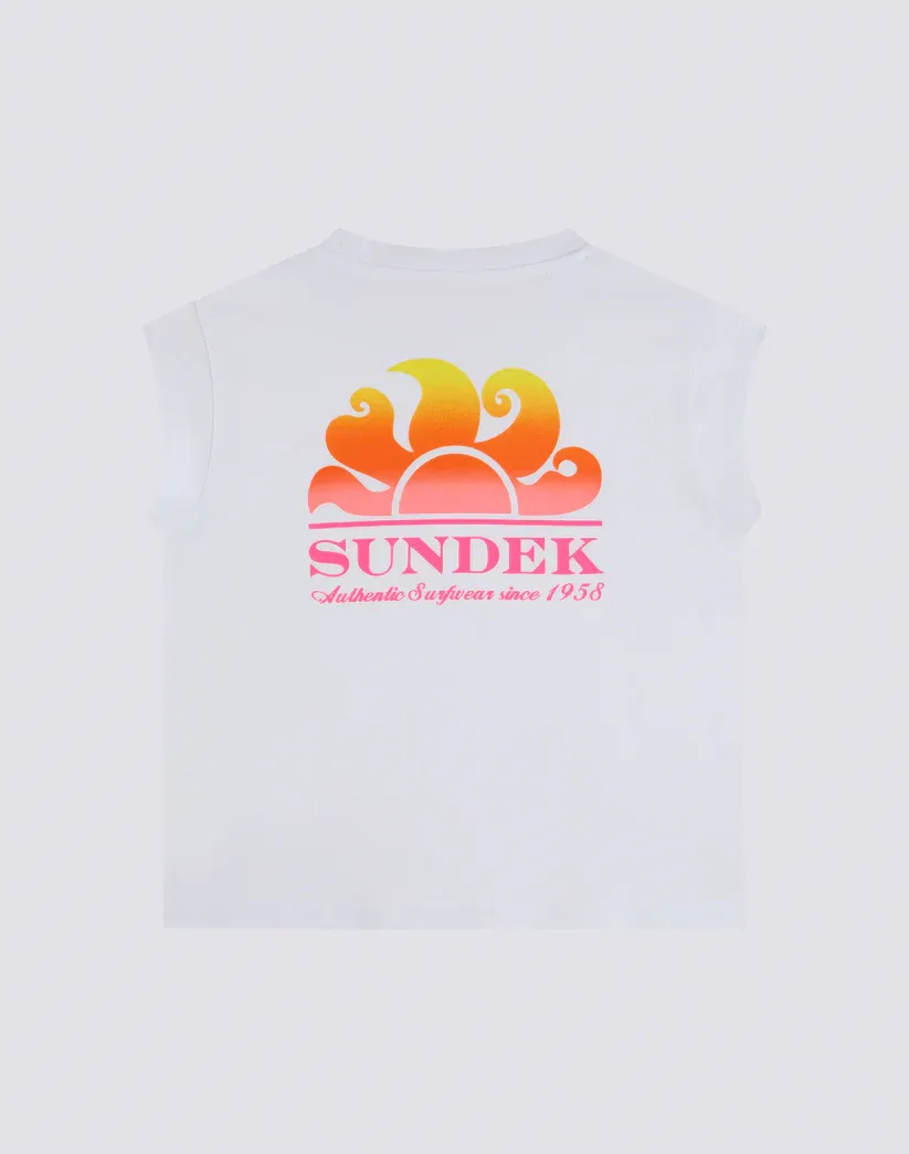 SUNDEK GIRLS T-SHIRT WITH DEGRADE' LOGO - WHITE