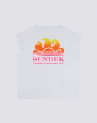 SUNDEK GIRLS T-SHIRT WITH DEGRADE' LOGO - WHITE