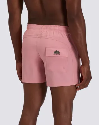 SUNDEK MEN GOLDENWAVE MEN'S SHORT SWIMSUIT WITH ELASTIC WAIST, SOLID COLOR, 4WAY STRETCH - ROSE PETAL
