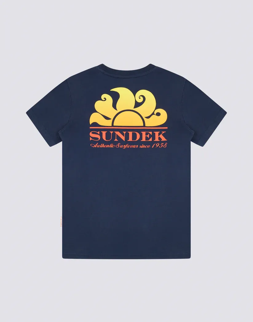 SUNDEK BOYS MINI NEW HERBERT T-SHIRT WITH SHADED LOGO - NAVY