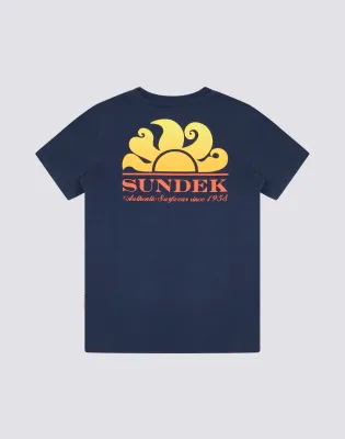 SUNDEK BOYS MINI NEW HERBERT T-SHIRT WITH SHADED LOGO - NAVY