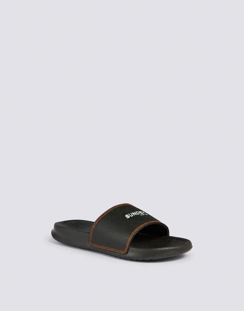 SUNDEK MEN BAND SANDALS WITH CONTRASTING STITCHING - BLACK