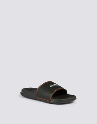 SUNDEK MEN BAND SANDALS WITH CONTRASTING STITCHING - BLACK