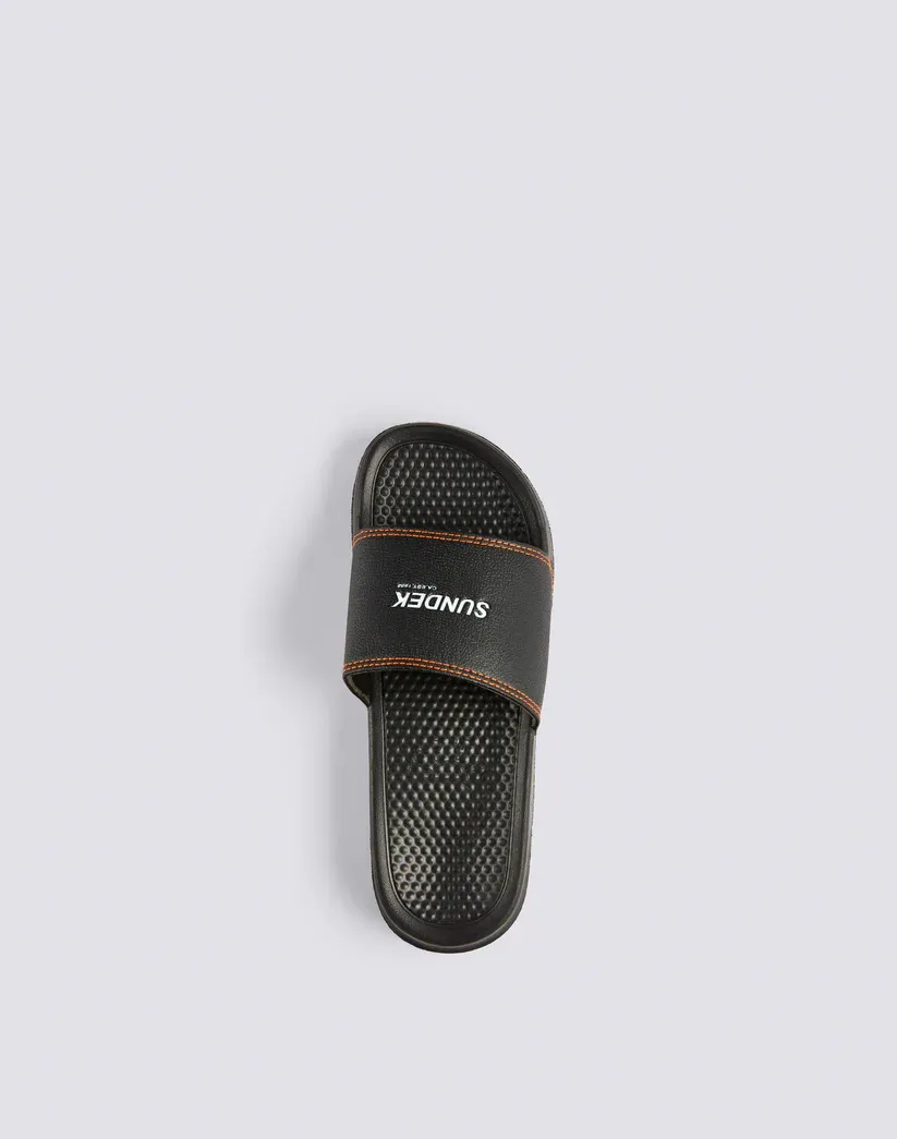 SUNDEK MEN BAND SANDALS WITH CONTRASTING STITCHING - BLACK