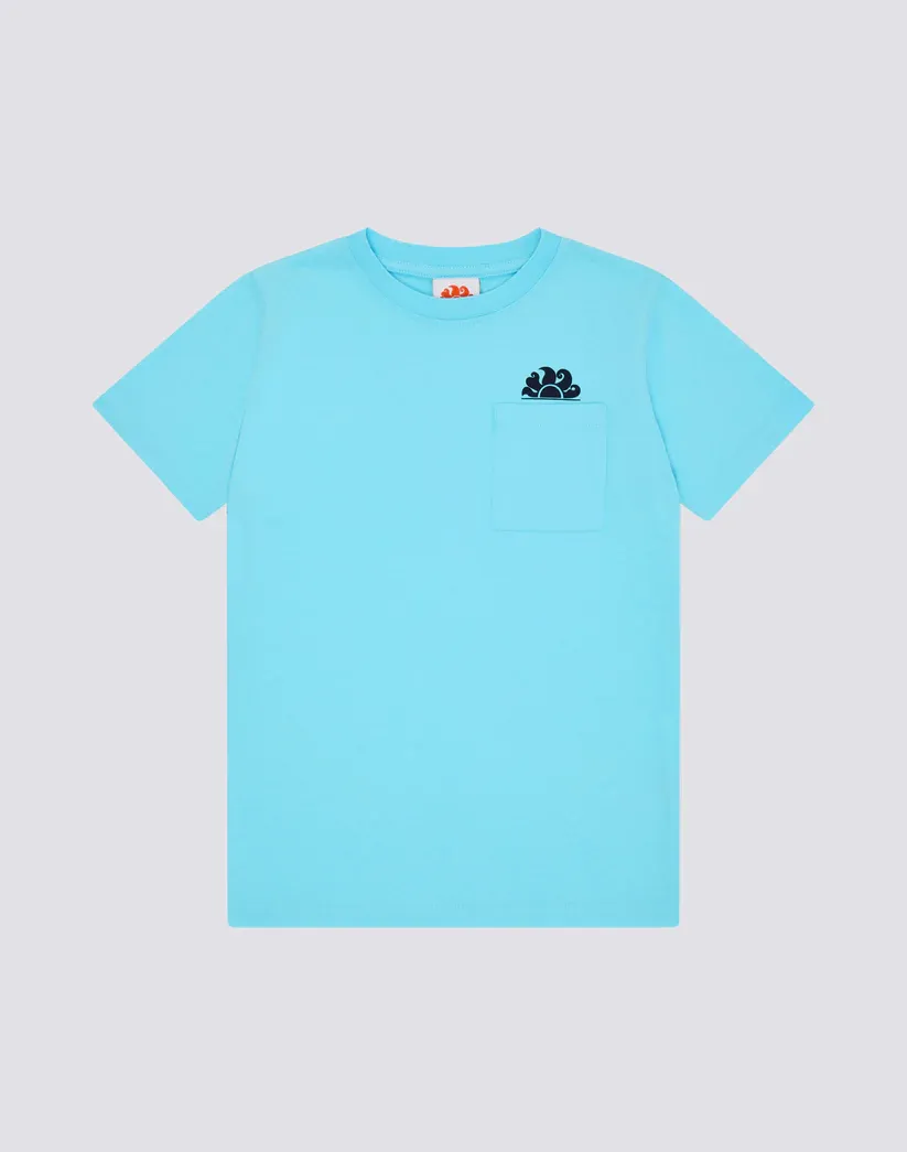 SUNDEK BOYS' SHORT-SLEEVED T-SHIRT WITH POCKET AND LOGO ON THE FRONT
