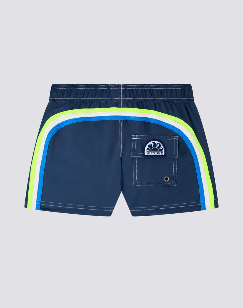 SUNDEK BOYS' SHORT SWIMSUIT WITH ELASTIC WAIST REPREVE® - NAVY