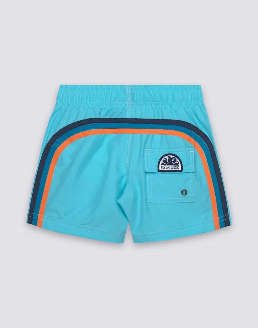 SUNDEK BOYS' SHORT SWIMSUIT WITH ELASTIC WAIST REPREVE® - MARINE