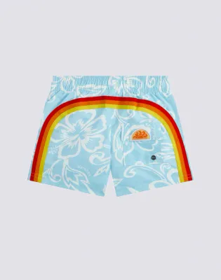 SUNDEK BOYS' SHORT SWIMSUIT WITH ELASTICATED WAIST ARCHIVE HIBISCUS PRINT SK23 - VINTAGE GLACIER