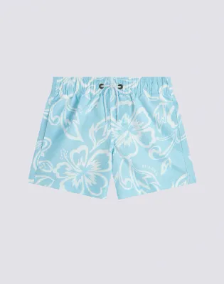 SUNDEK BOYS' SHORT SWIMSUIT WITH ELASTICATED WAIST ARCHIVE HIBISCUS PRINT SK23 - VINTAGE GLACIER