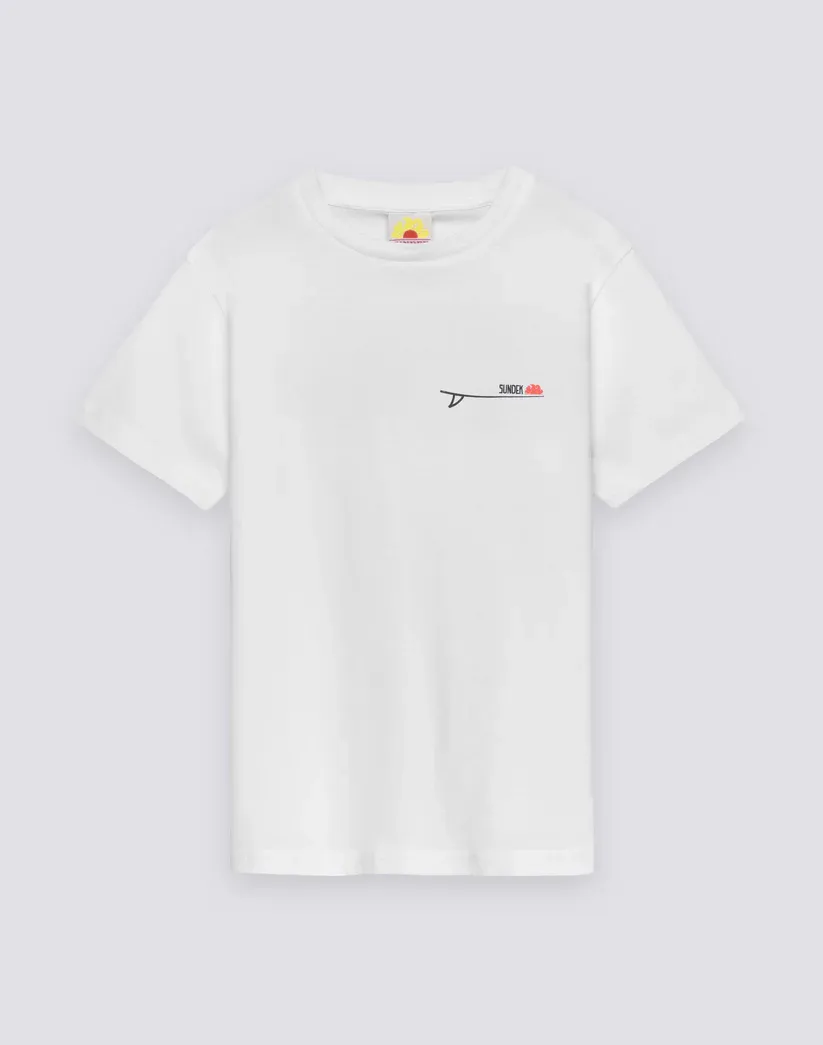SUNDEK BOYS' SHORT-SLEEVED T-SHIRT WITH OLD SCHOOL SURF PRINT - WHITE