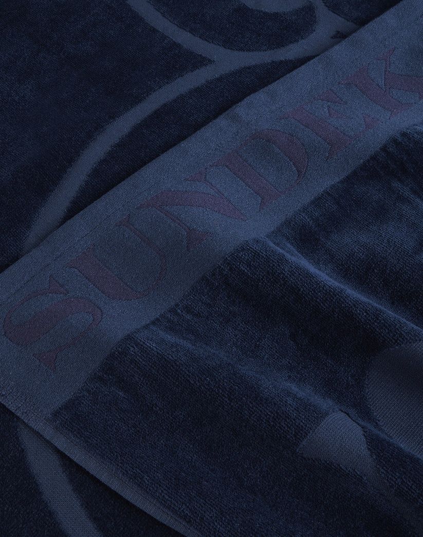 SUNDEK MEN JACQUARD BEACH TOWEL WITH LOGO - NAVY