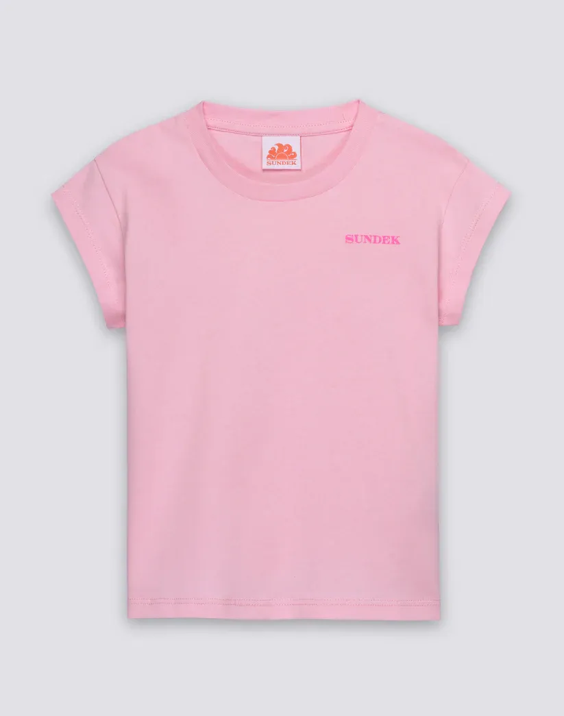 SUNDEK GIRLS' T-SHIRT WITH GRADIENT LOGO - QUARTZ PINK