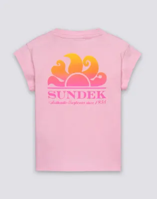 SUNDEK GIRLS' T-SHIRT WITH GRADIENT LOGO - QUARTZ PINK
