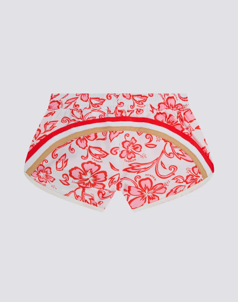 SUNDEK MARGATE GIRLS' SHORT BEACH SHORTS WITH HIBISCUS PRINT SK23