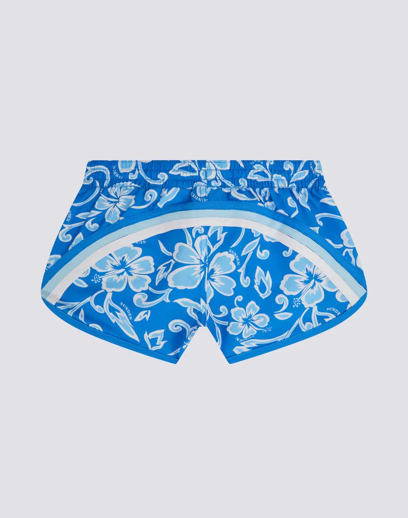SUNDEK MARGATE GIRLS' SHORT BEACH SHORTS WITH HIBISCUS PRINT SK23