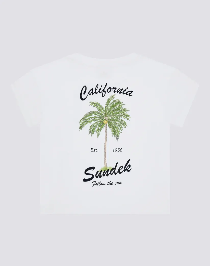 SUNDEK GIRLS' T-SHIRT WITH LARGE BACK PRINT - WHITE