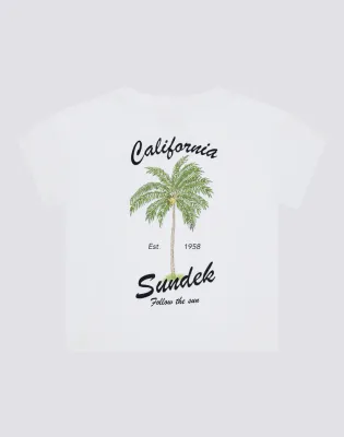 SUNDEK GIRLS' T-SHIRT WITH LARGE BACK PRINT - WHITE