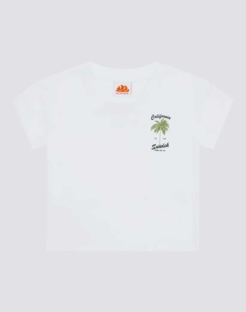 SUNDEK GIRLS' T-SHIRT WITH LARGE BACK PRINT - WHITE