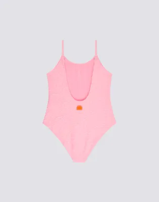 SUNDEK GIRL'S TERRY CLOTH ONE-PIECE SWIMSUIT - QUARTZ PINK