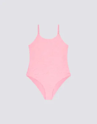 SUNDEK GIRL'S TERRY CLOTH ONE-PIECE SWIMSUIT - QUARTZ PINK