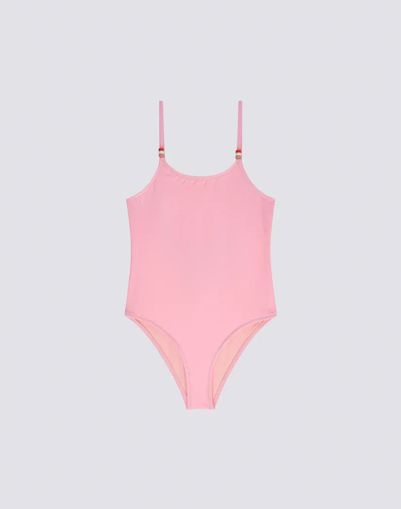 SUNDEK GIRLS' ONE-PIECE SWIMSUIT WITH BEADS - QUARTZ PINK
