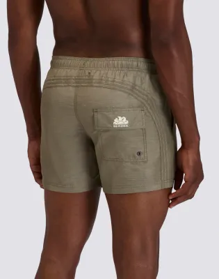 SUNDEK MEN GOLDENWAVE SHORT ELASTIC WAIST SWIMSUIT IN RECYCLED LINEN - PINE