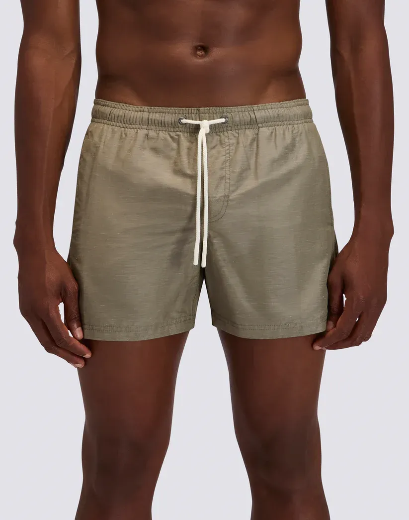 SUNDEK MEN GOLDENWAVE SHORT ELASTIC WAIST SWIMSUIT IN RECYCLED LINEN - PINE
