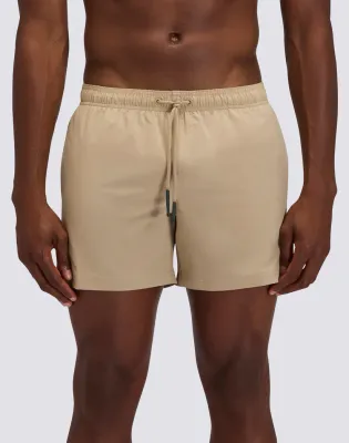 SUNDEK MEN GOLDENWAVE SHORT SWIMSUIT WITH ELASTIC WAIST, SOLID COLOR, 4WAY STRETCH - SAFARI