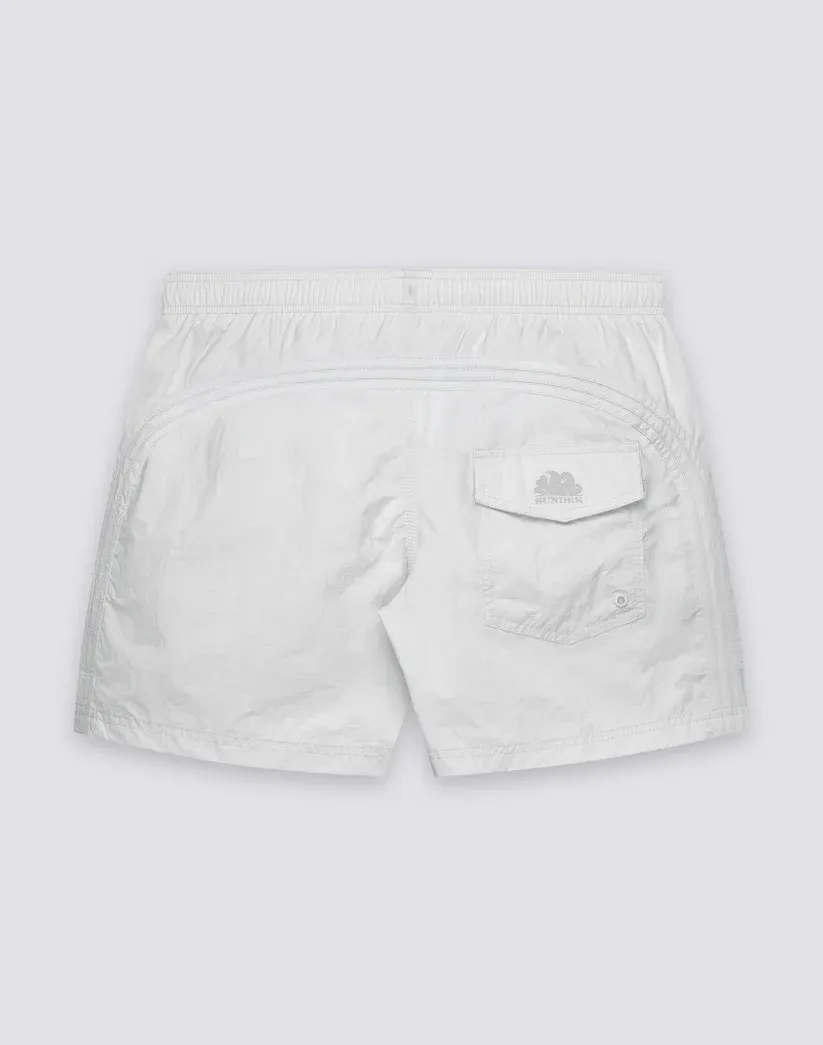 SUNDEK MEN GOLDENWAVE SHORT SWIMSUIT WITH ELASTIC WAIST, SOLID COLOR, NYLON TASLAN, COTTON TOUCH - GHOST